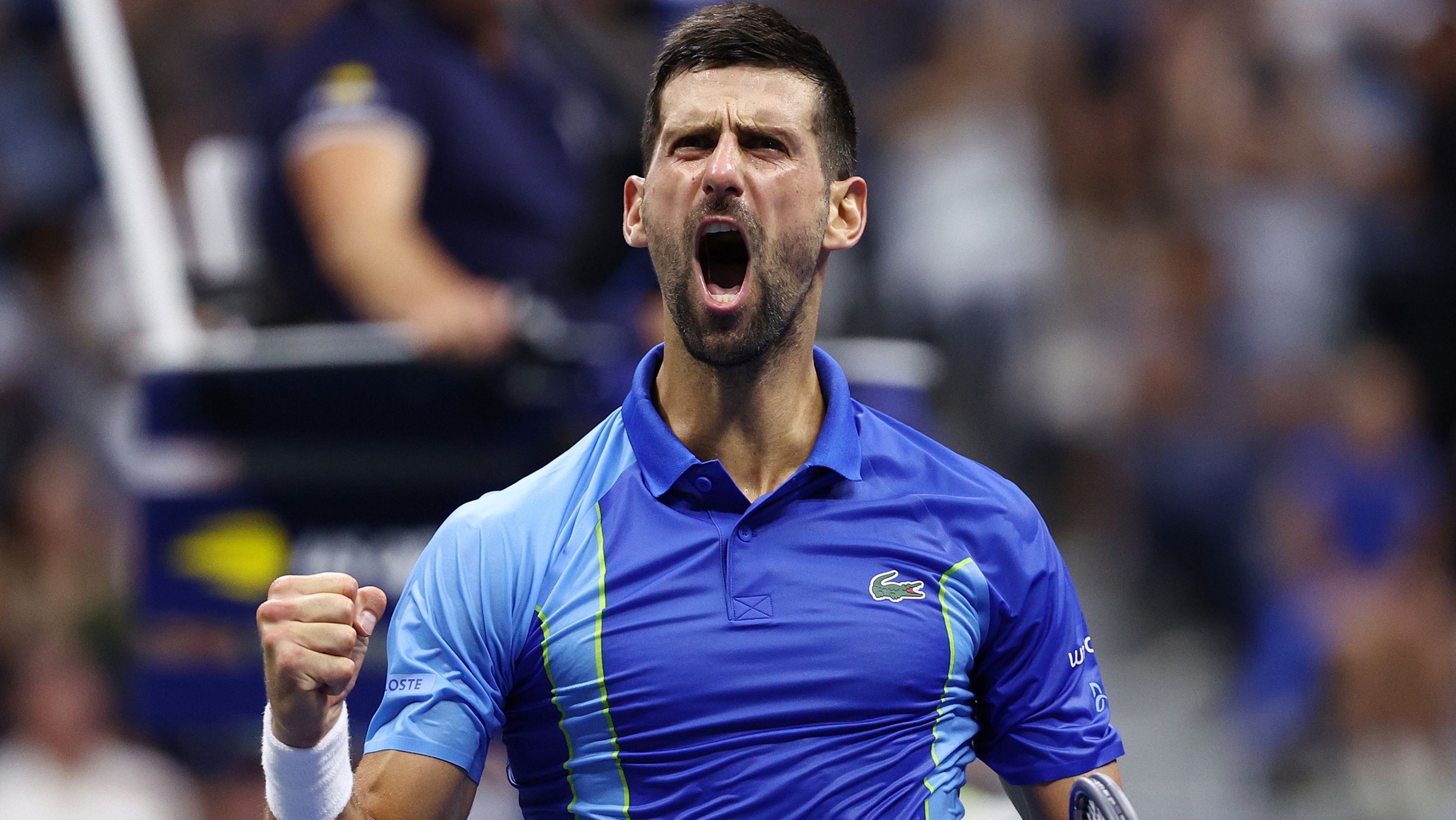 Novak Djokovic of Serbia celebrates during the US Open final.