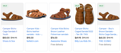 Parents could save $45 on these Camper Kids Sandals by searching for the best deal online. 