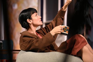 LONDON, ENGLAND - AUGUST 05: Lily Allen appears on stage in 2.22 - A GHOST STORY; a new play by Danny Robbins directed by Matthew Dunster on now in London's West End at Noel Coward Theatre on August 05, 2021 in London, England. (Photo by Dave J Hogan/Getty Images for 2.22 - A Ghost Story)