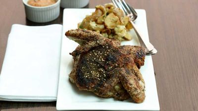 Recipe:&nbsp;<a href="http://kitchen.nine.com.au/2016/05/05/15/43/zaatarroasted-whole-baby-chicken-with-lemon-and-garlic-baked-potatoes" target="_top">Za'atar-roasted whole baby chicken with lemon and garlic baked potatoes</a>