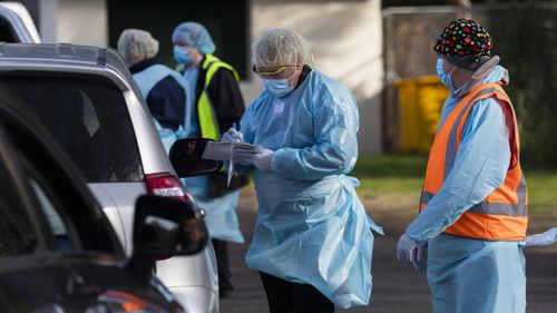 Tests are carried out at a pop-up COVID-19 testing clinic at Victoria Park in Picton,