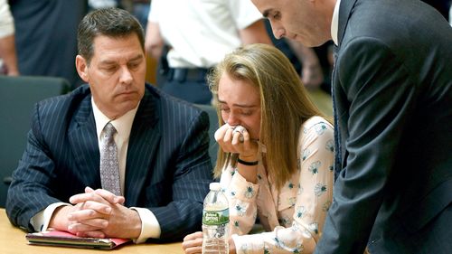 Michelle Carter cries in court as she's convicted of involuntary manslaughter. (AAP)