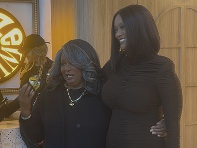 Tyra Banks and her mum Carolyn at the opening of her Sydney ice cream shop SMiZE & DREAM
