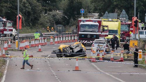 Cars were struck by debris from the exploding jet. (AAP)