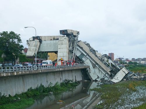 The local mayor said the bridge collapse was "not totally unexpected." Picture: EPA