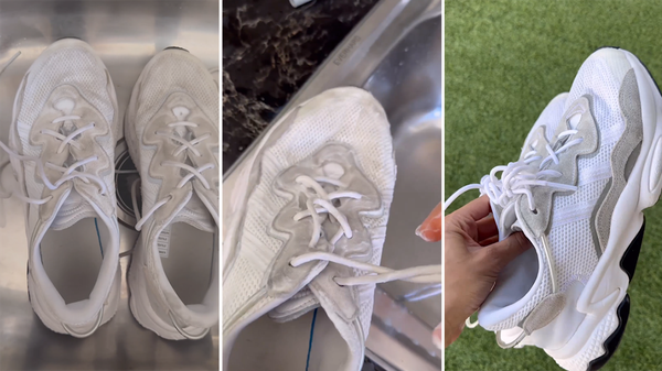 $3.50 Scrub Daddy hack cleans white sneakers in just two minutes