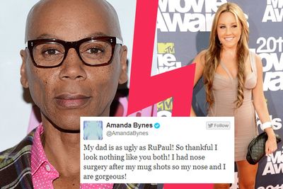She may have a bad blond wig, cheek piercings and a new love of grey trackies and Ugg boots but that hasn't stopped Amanda Bynes from labelling other celebs 'ugly' on Twitter...<br/><br/>Drag Queen RuPaul responded to Amanda's jibe with a counter-tweet: "Derogatory slurs are ALWAYS an outward projection of a person's own poisonous self-loathing." Burn.