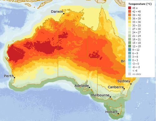 Temperatures could hit 50C by Sunday. (Bureau of Meteorology)