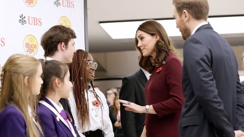 The Duchess Of Cambridge meets pupils from The Bridge Academy. (AAP)
