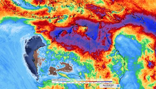 Forecast weekly accumulated rainfall to 11pm AEDT on Sunday, January 30, according to the ECMWF model.