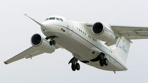 An Antonov An-148 airplane takes off from Kiev, Ukraine. (AAP)
