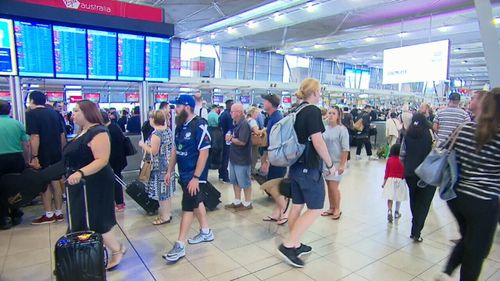 The technical glitch at Sydney Airport has since been resolved and travellers are slowly being processed, but lengthy delays remains (Supplied).