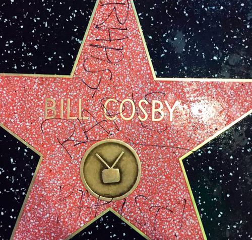 The word 'rapist' was scrawled across his star. (AAP)