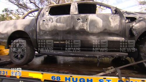 Police found the car, believed to be linked to the alleged drive-by shooting, engulfed in flames a short time later.