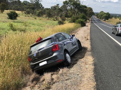 Police received reports of a Volkswagen Polo Hatch driving erratically on the Barton Highway, north of Canberra late last month.