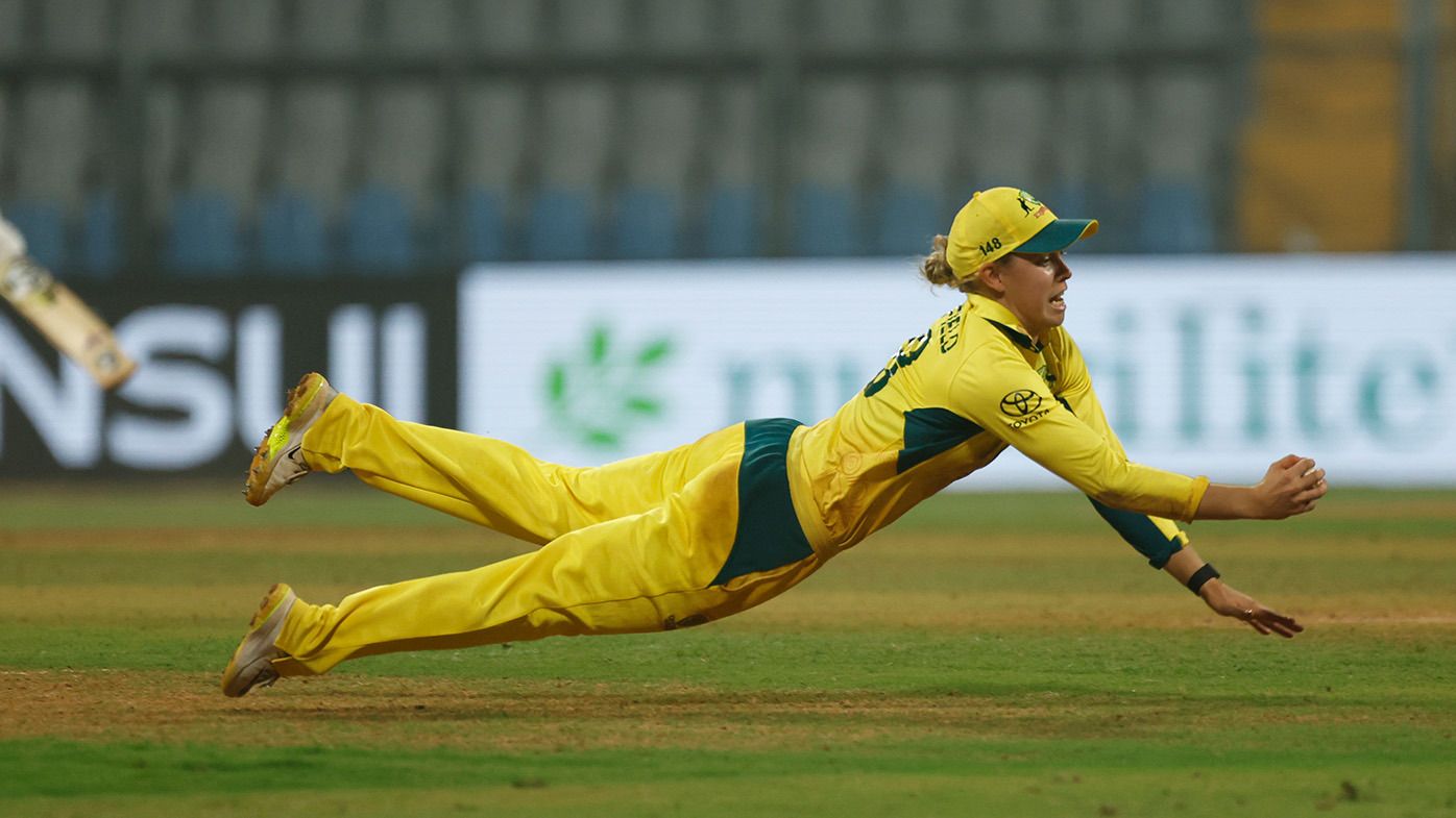 Phoebe Litchfield of Australia takes a catch to dismiss Jemimah Rodrigues of India during women&#x27;s One Day International Match between India and Australia at Wankhede Stadium on December 30, 2023 in Mumbai, India. (Photo by Pankaj Nangia/Getty Images)