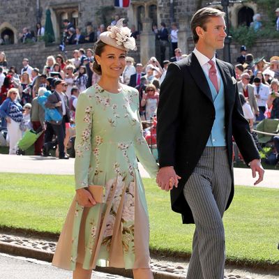 Pippa attends Prince Harry and Meghan Markle's royal wedding, May 2018.