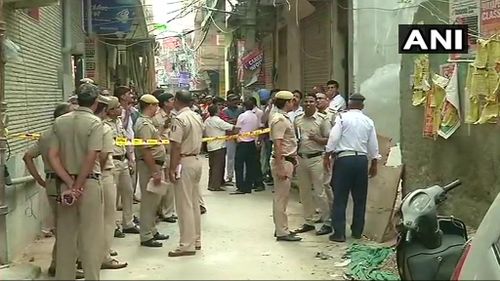 Dozens of police officers at the scene. (ANI via Twitter)