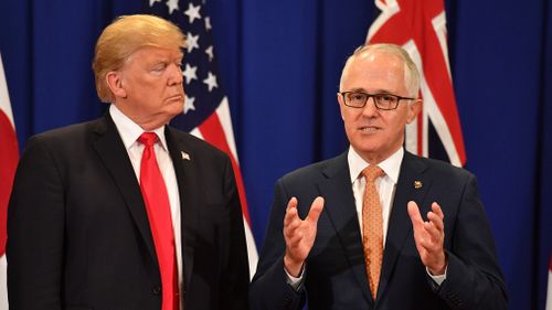 United States President Donald Trump and Australian Prime Minister Malcolm Turnbull attend the Association of South East Asian Nations (ASEAN) forum in 2017. (AAP)