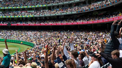 Crowds at the Third Test match in the Ashes series between Australia and England at Melbourne Cricket Ground on December 26.