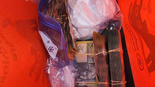 Large amounts of cash in bundles, and a white powdered substance were found during the searches, though it is not known at which property they were found.