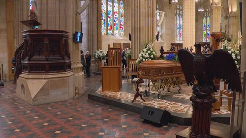 The altar of St Andrew's Cathedral ahead of the funeral of John Laws.