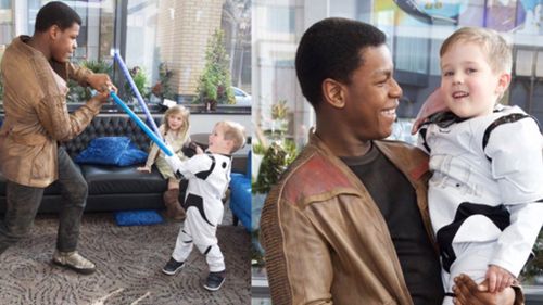 Star Wars actor John Boyega dresses up as Finn to visit sick children in hospital 