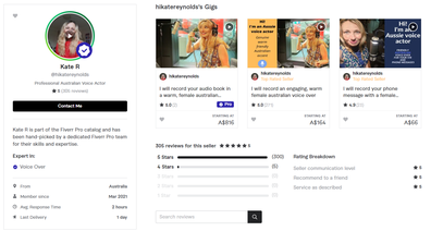 Kate Reynolds' profile on Fiverr.