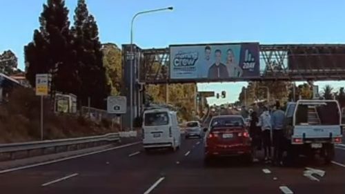 The drivers of the Honda and the ute clashed, with punches thrown. 