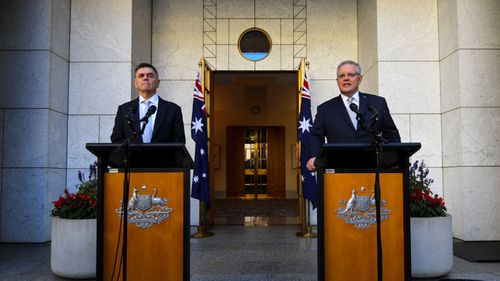 Prime Minister Scott Morrison and Chief Medical Officer Brendan Murphy.