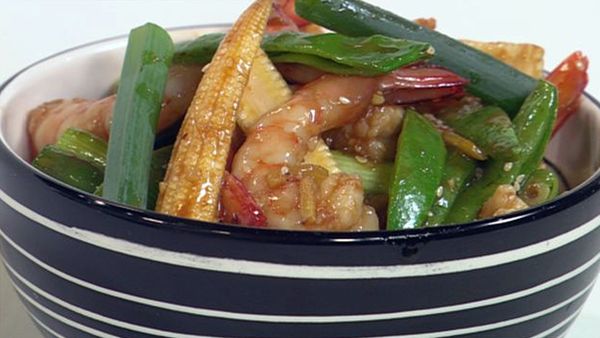 Honey prawn stir-fry