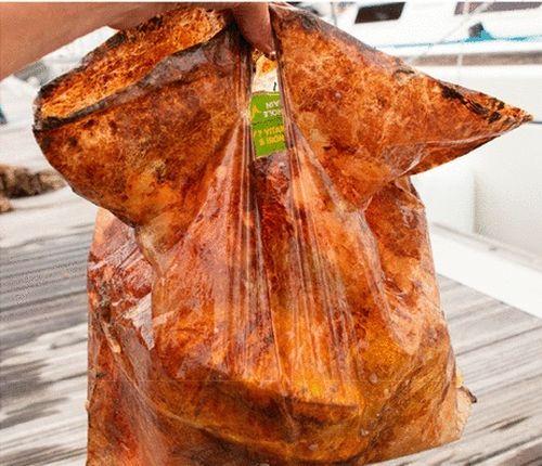 The bag was able to hold 2 kilograms of groceries after three years under water. 