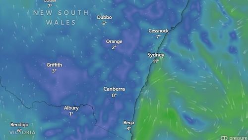 Icy polar blast weather ACT, NSW