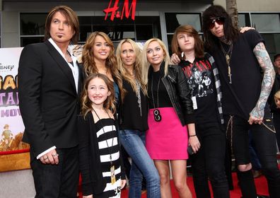 Billy Ray Cyrus, Tish Cyrus and Miley Cyrus with family