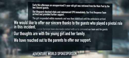 Adventure World issued a statement in response to the incident.