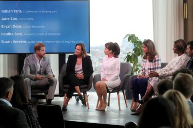 The Duke of Sussex hosts a discussion with the partners of Travalyst. 