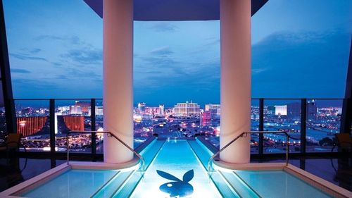 The Hugh Hefner suite at The Palms, Las Vegas: 'Before I got married I used to have 20 girls frolicking in the High Hefner pool,' Cipriani says.