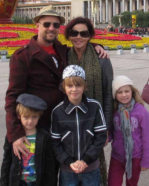 Anthony Maslin and Rin Norris with their children Otis, Mo and Evie, who were killed on flight MH17 when their plane was shot down over Ukraine after returning from a holiday to Amsterdam. 