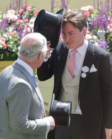 Prince Charles, Prince of Wales, speaks with Edoardo Mapelli Mozzin as they attend Royal Ascot 2022 at Ascot Racecourse on June 14, 2022 in Ascot, England