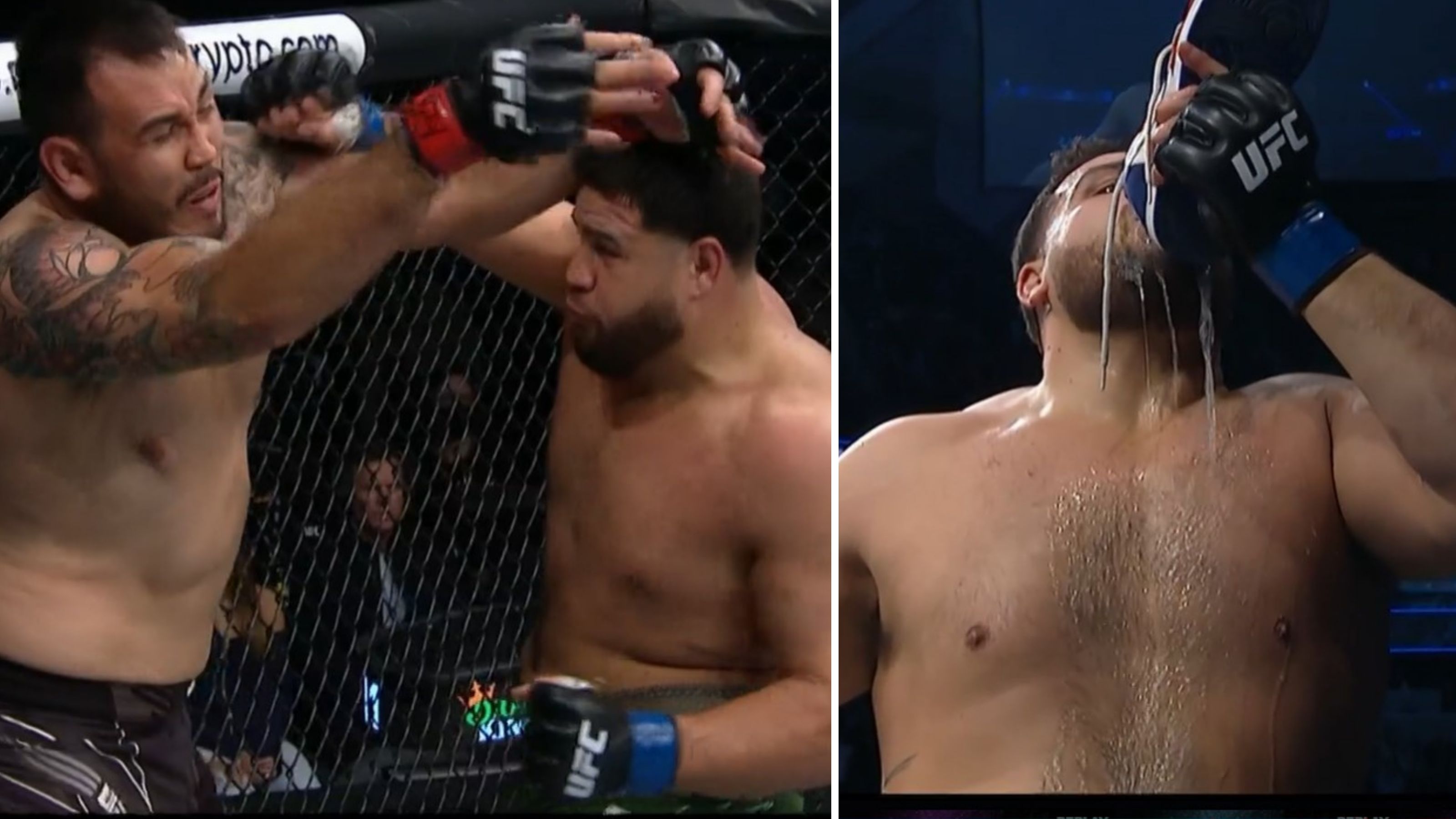 Aussie beast Tai Tuivasa celebrates another brutal UFC knockout win by downing a shoey in Las Vegas