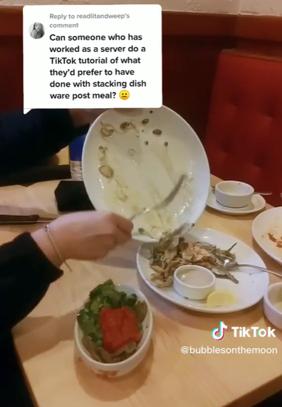Restaurant server explains how customers should leave dirty dishes