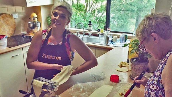 Jane de Graaff making pasta for the kids