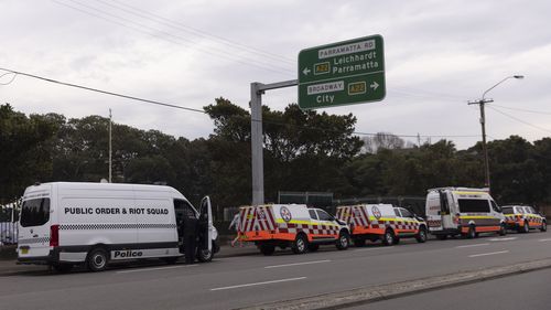 Police setup at Victoria Park, Sydney.