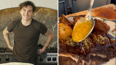 Brooklyn Beckham steak dinner sea urchin