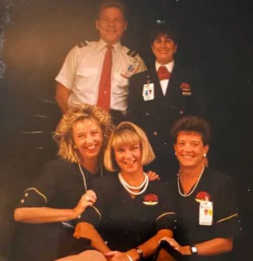 Victorian woman Marian Bradley, bottom left, was stranded in a tiny Canadian town after 9/11.