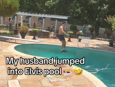Viral footage of a tourist jumping into the singing icon's pool at Graceland has been slammed.
