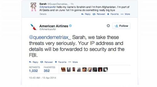 Twitter airline 'threat' backfires