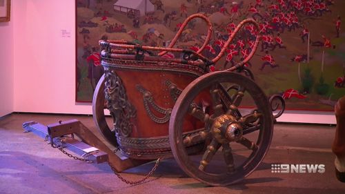 A fully functioning chariot from production on Gladiator. (9NEWS)