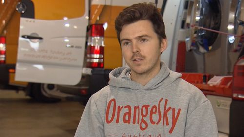 Orange Sky co-founder Nicholas Marchesi said giving people the chance to have a shower and wash their clothes can make a "massive difference." (9NEWS)