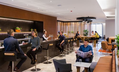 The Qantas domestic business lounge in Perth. 